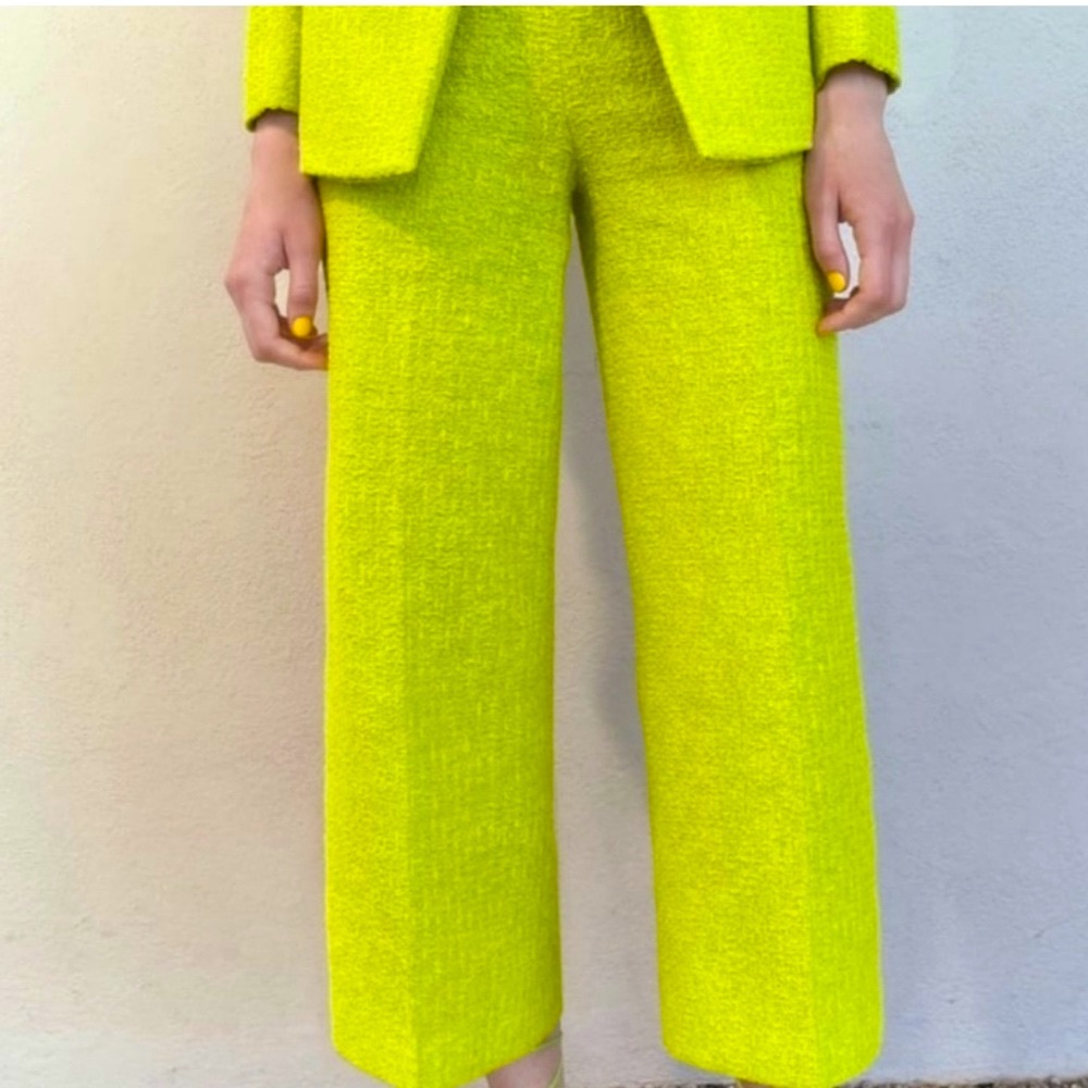 Zara Neon Yellow Textured Culottes